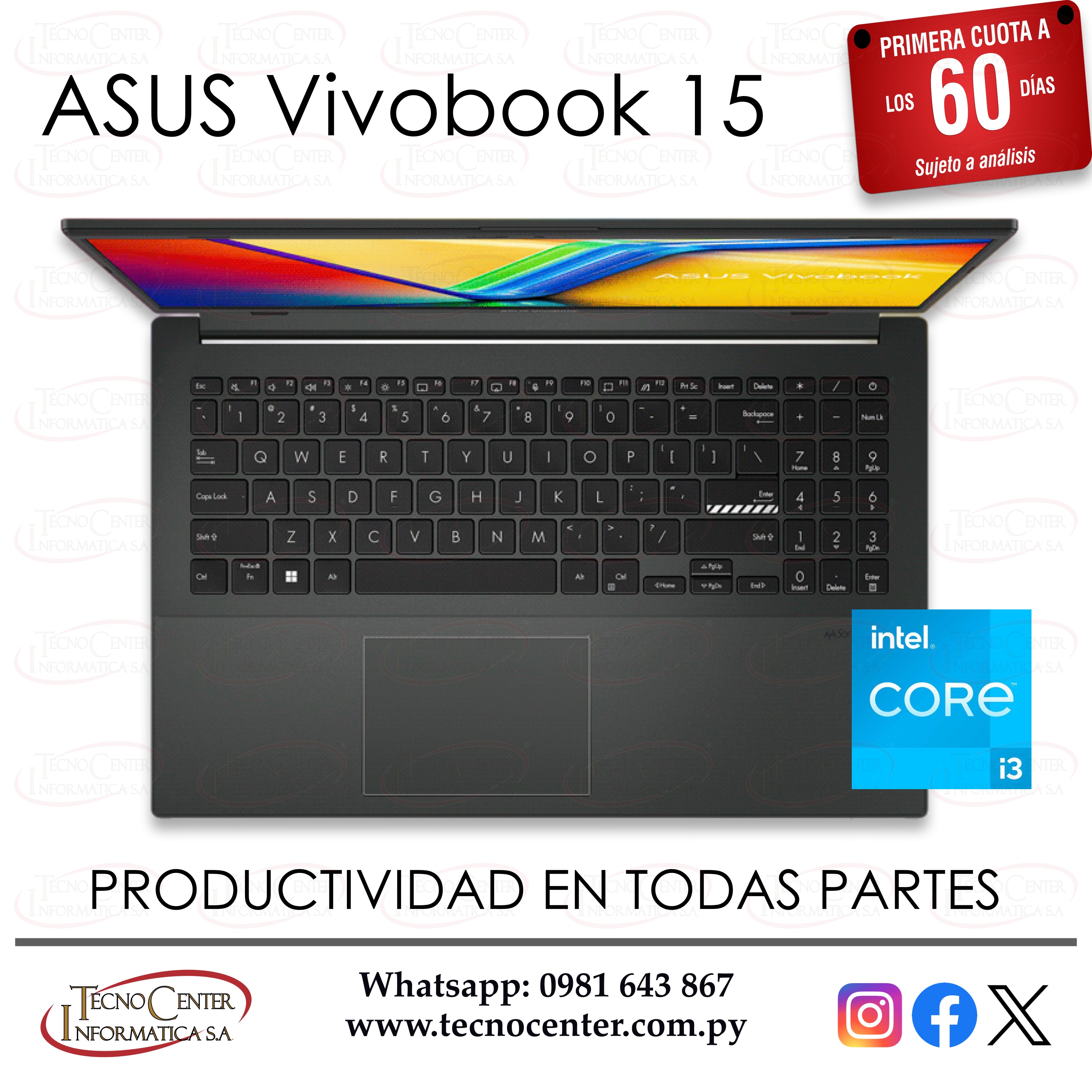 Notebook Asus Vivobook 15 Intel Core i3